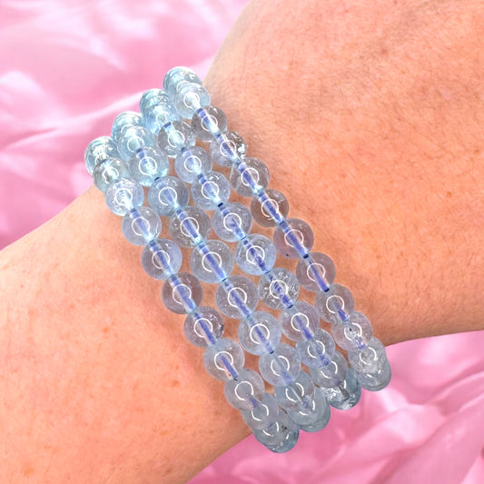 Aquamarine 6mm Bead Bracelet
