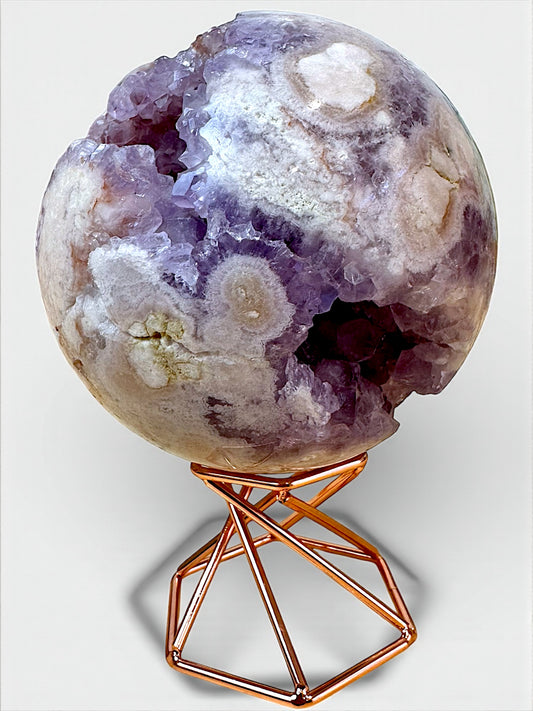 Pink Amethyst + Amethyst + Flower Agate Sphere 8.5cm