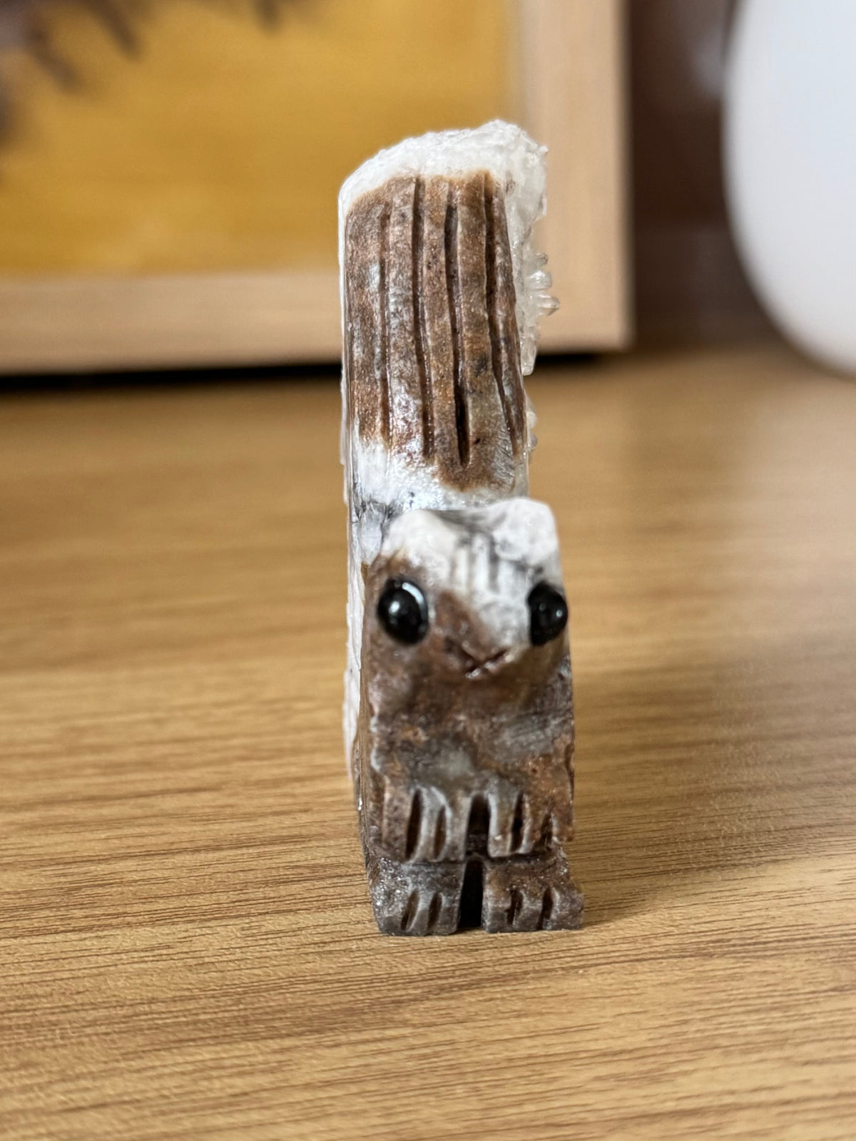 Quartz Cluster Squirrel Carving