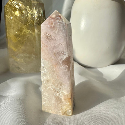 Pink Amethyst and Flower Agate Point (kk) 9cm