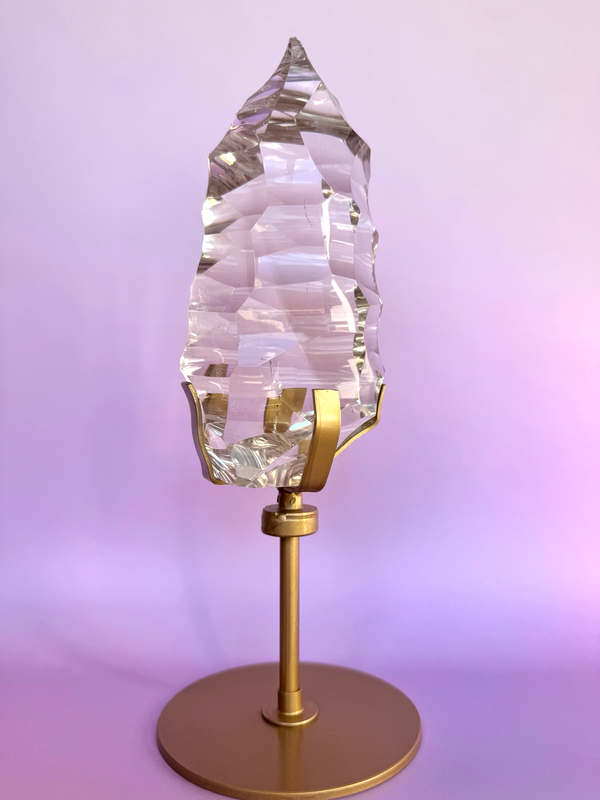 Sculpted HQ Clear Quartz on Stand