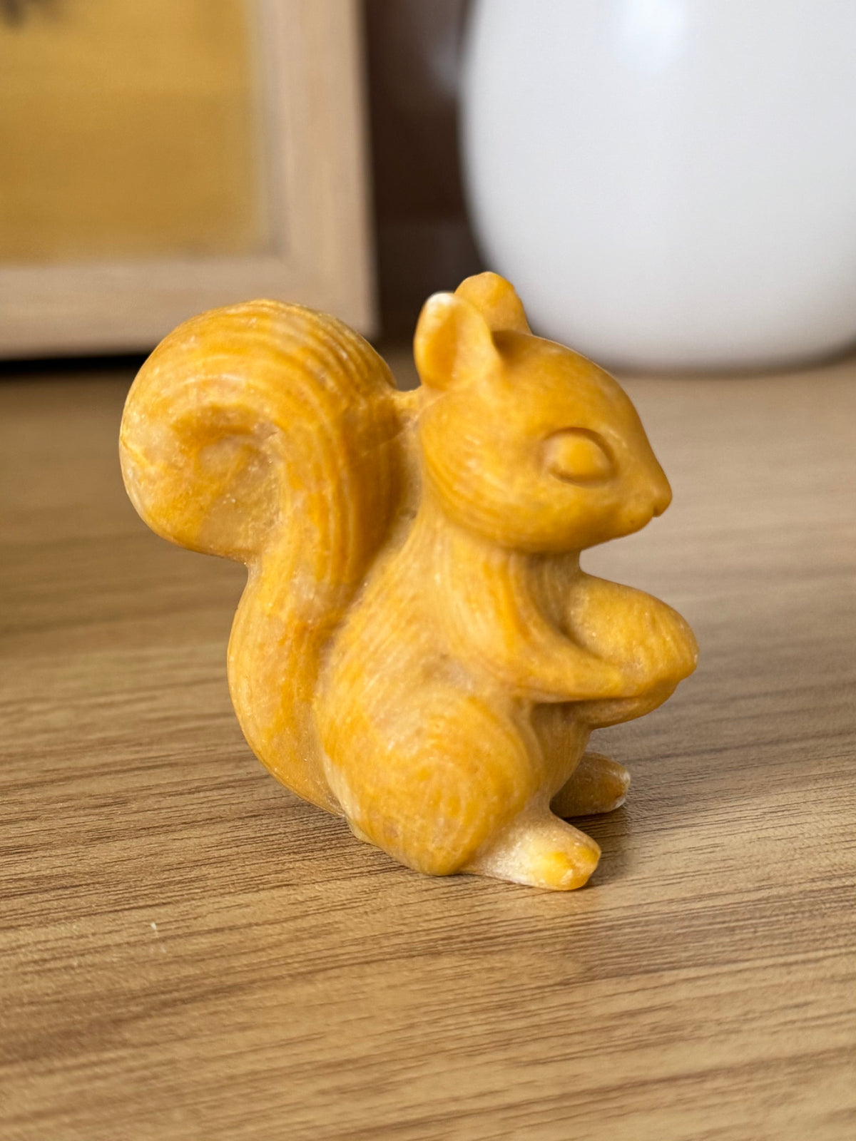 Yellow Jasper Squirrel Carving