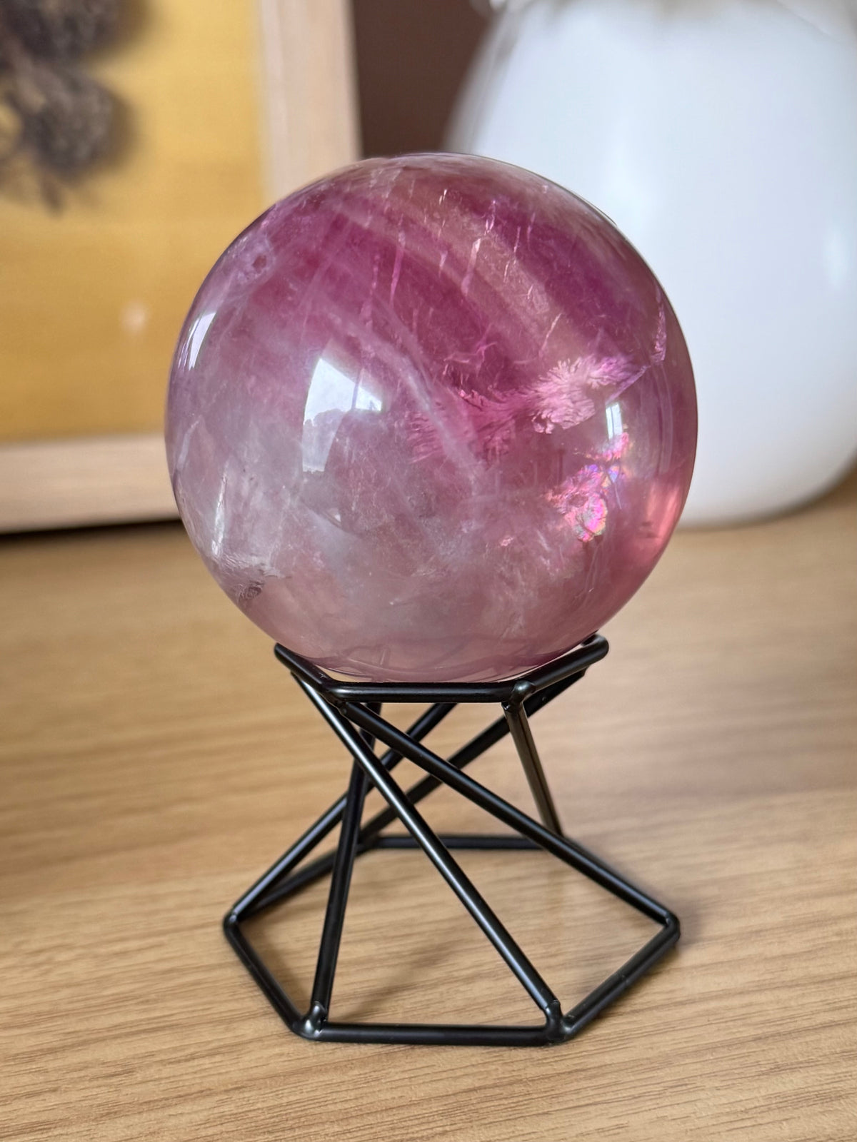 Watermelon Fluorite Sphere