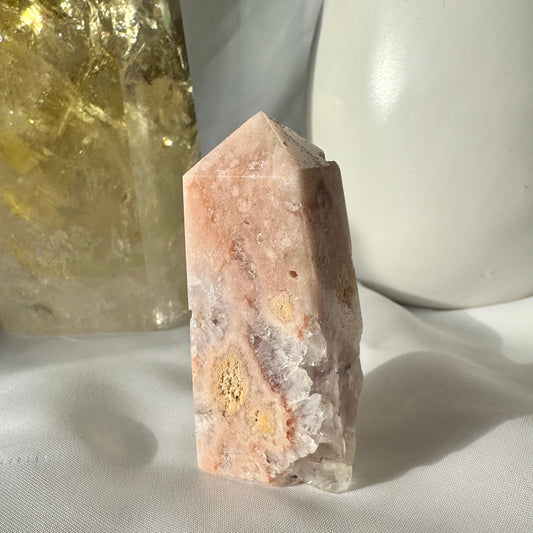 Pink Amethyst and Flower Agate Point (D) 6cm