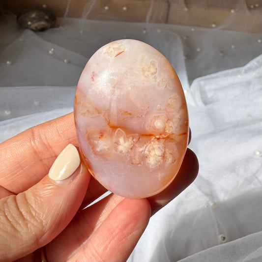 Carnelian and Flower Agate Palmstone