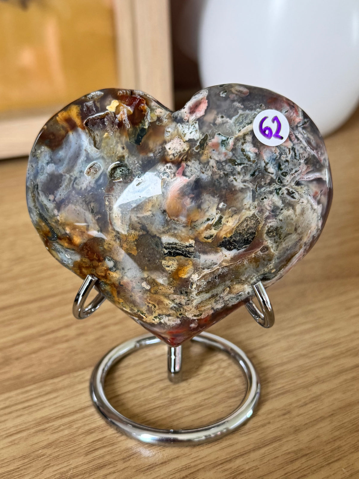 Sea Jasper Heart Carving