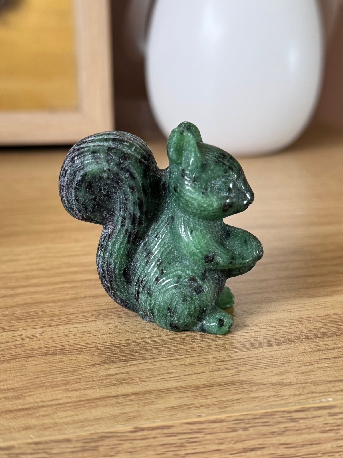 Ruby and Zoisite Squirrel Carving
