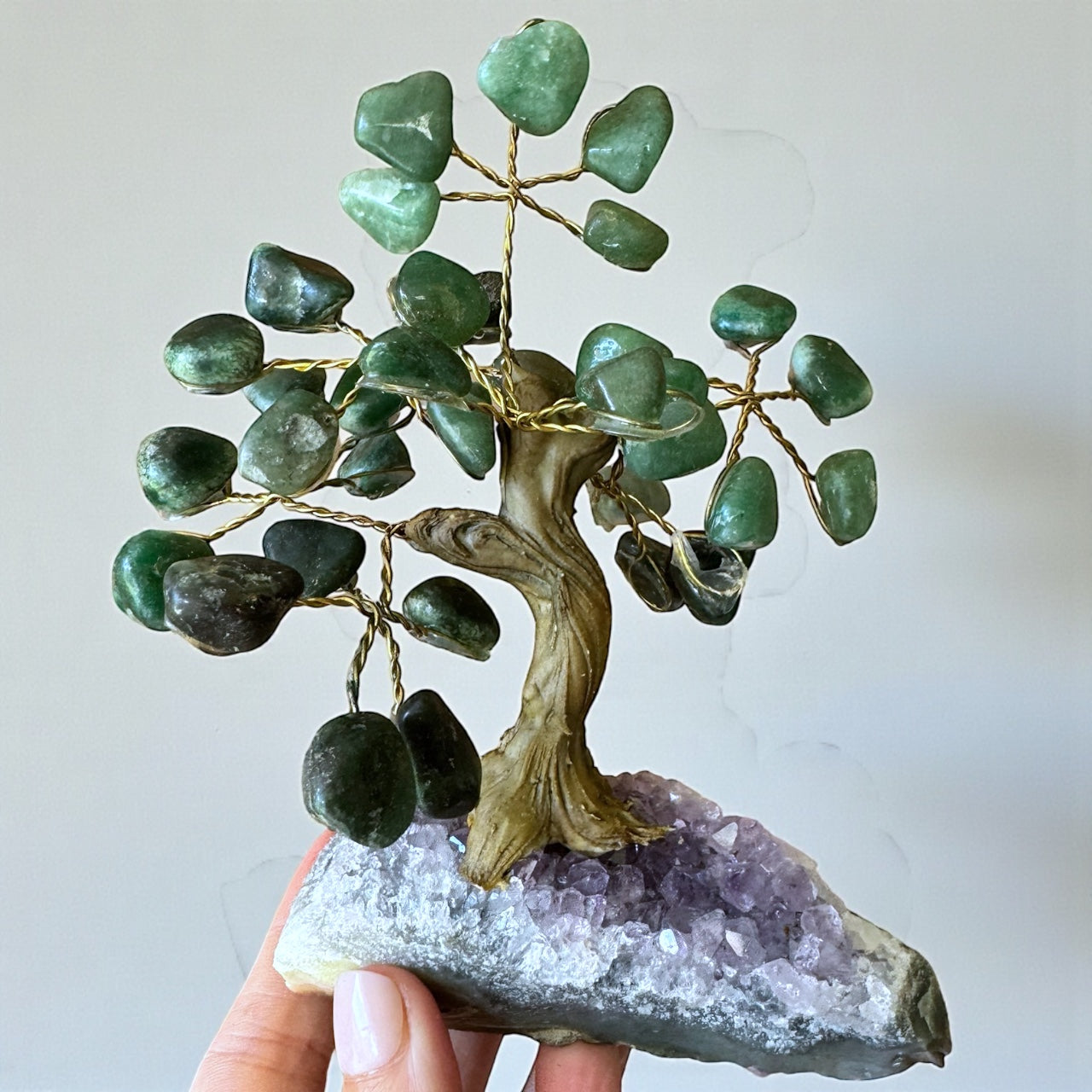 Green Aventurine and Amethyst Chip Tree
