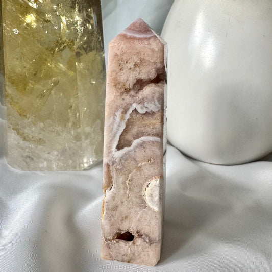 Pink Amethyst and Flower Agate Point (i) 9cm