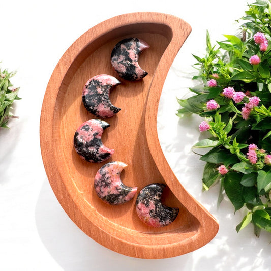 Rhodonite Moon Carvings