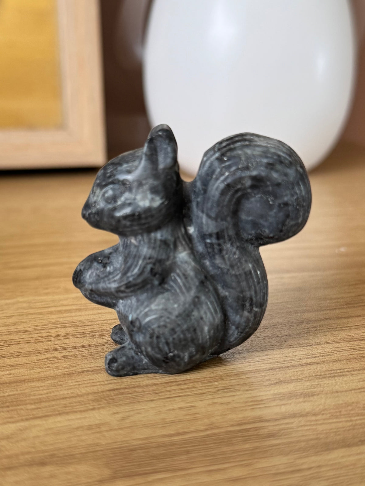 Larvikite Squirrel Carving