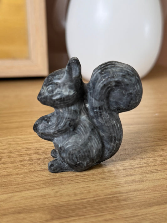 Larvikite Squirrel Carving