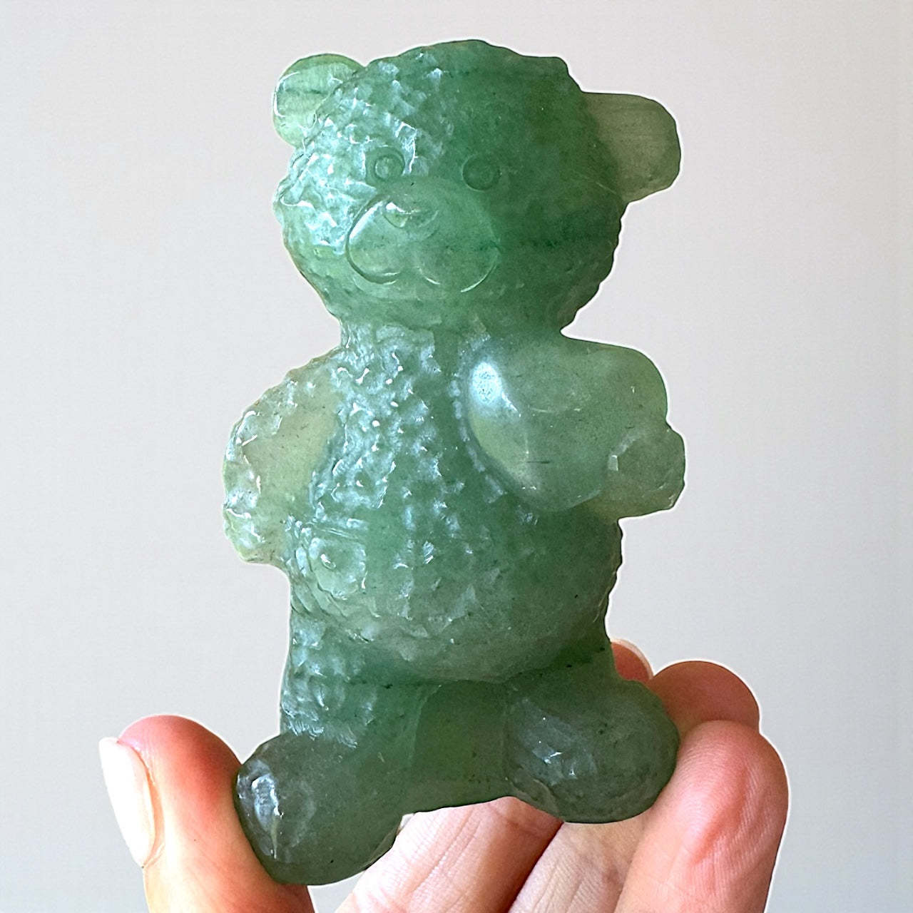 Green Aventurine Teddy Carving