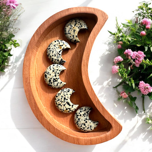 Dalmatian Jasper Moon Carvings