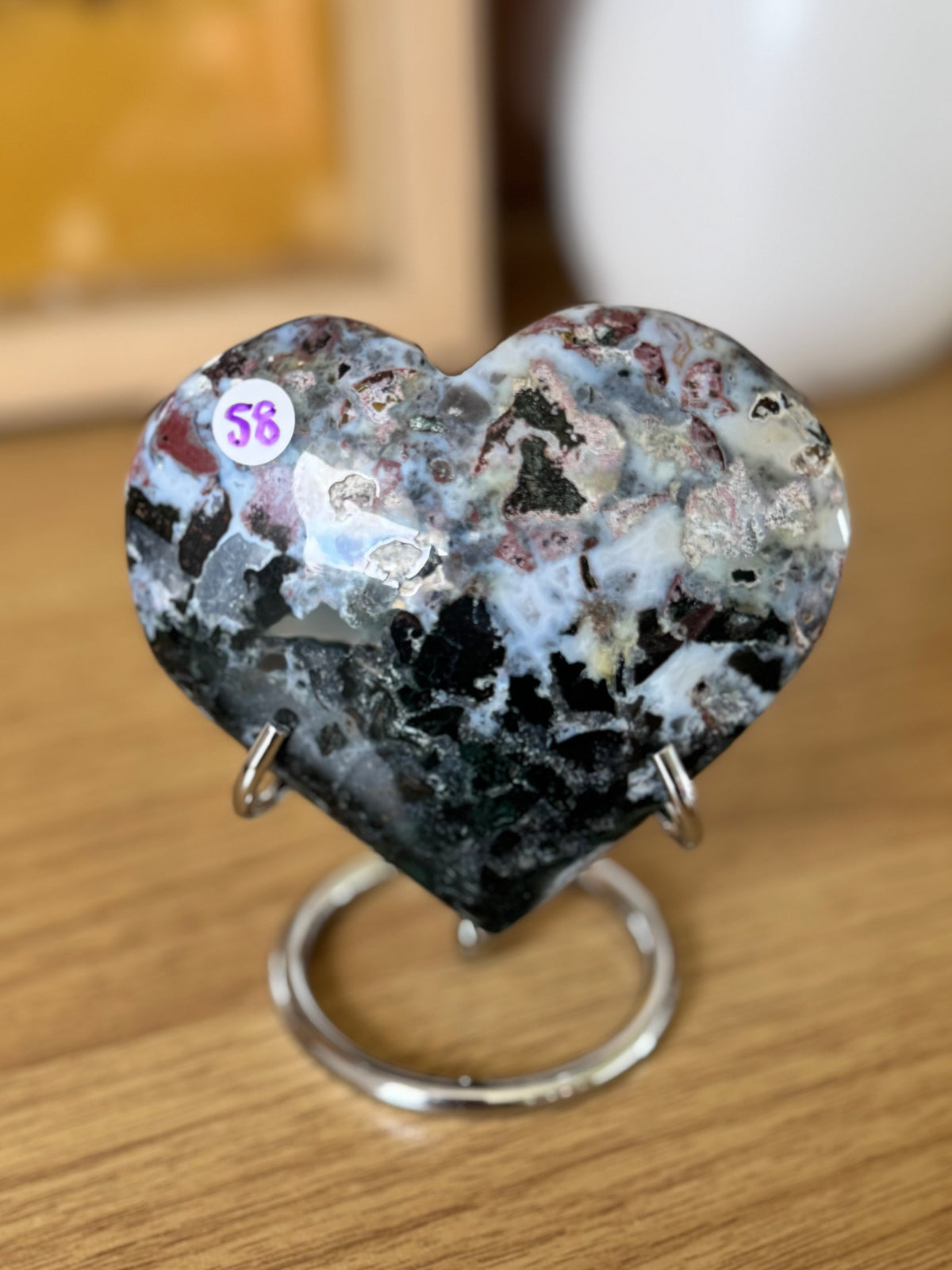 Sea Jasper Heart Carving