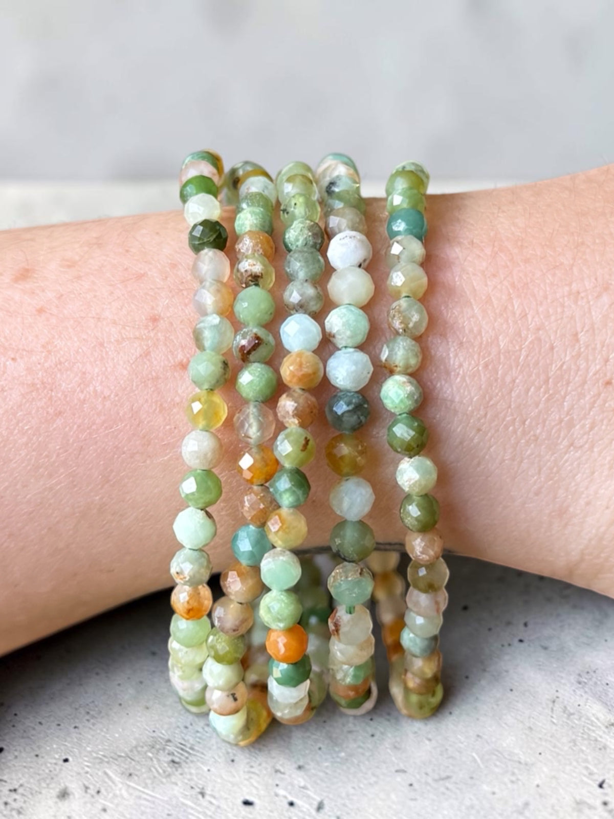 Chrysoprase Faceted Bead Bracelets