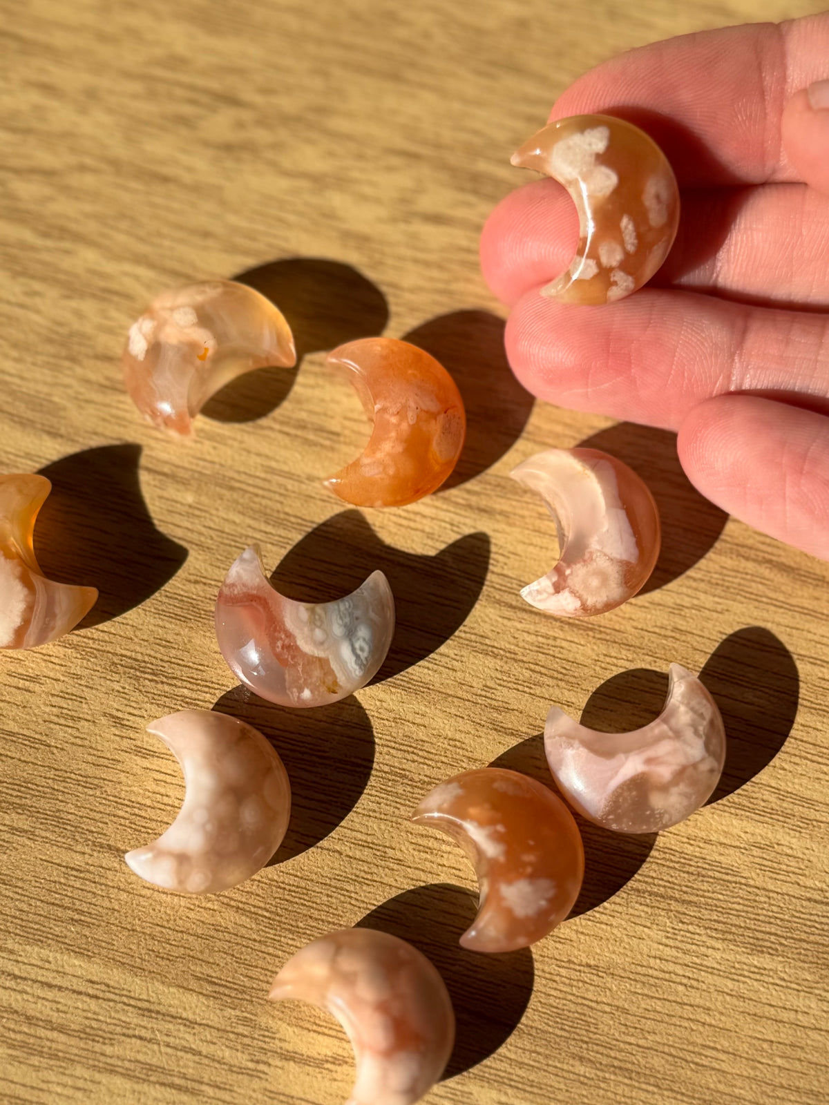 Mini Flower Agate Moon Carving | Intuitively Chosen