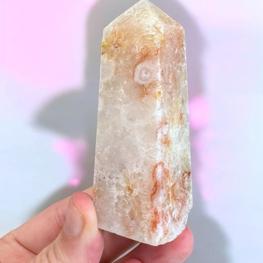 Flower Agate And Pink Amethyst Point (LL)