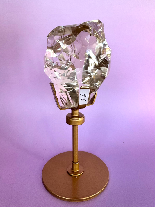 Sculpted HQ Clear Quartz on Stand