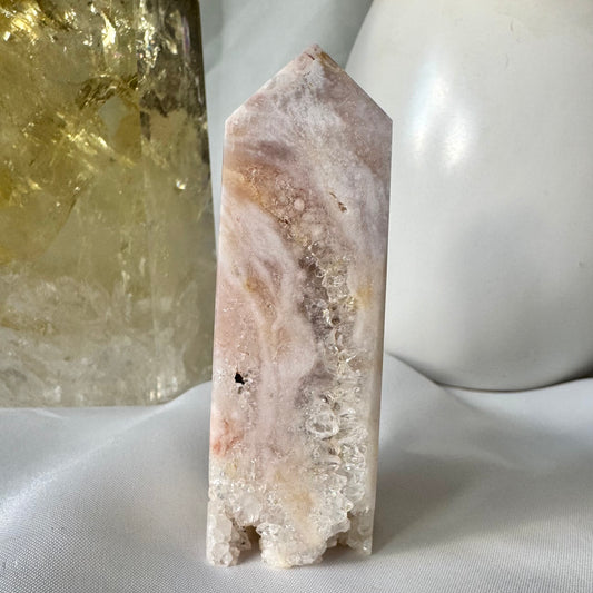 Pink Amethyst and Flower Agate Point (FH) 8cm