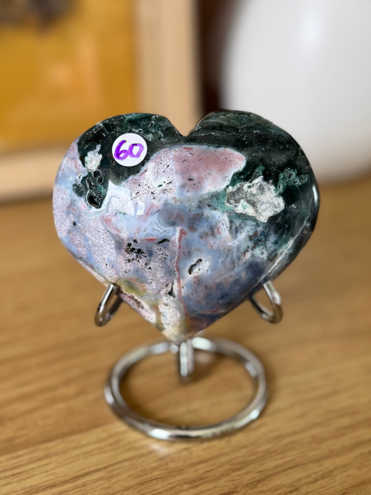 Sea Jasper Heart Carving