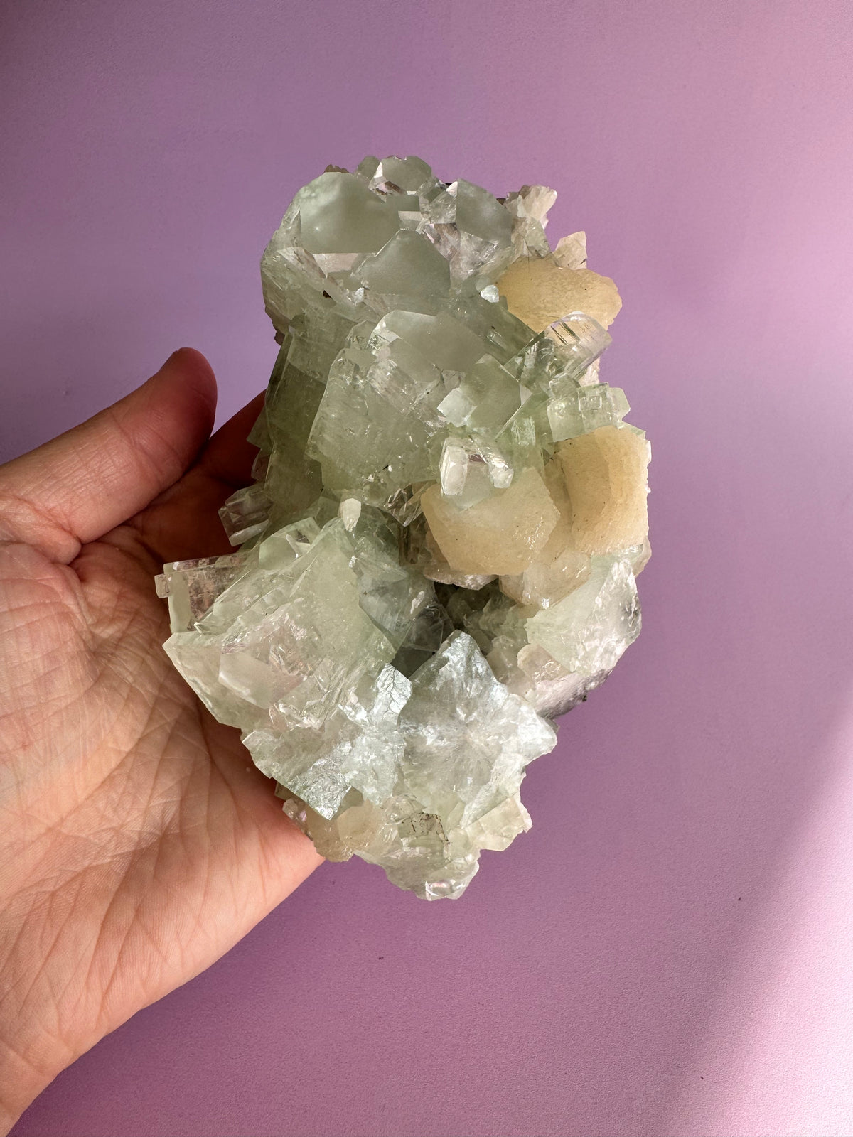 Sea Foam Green Apophyllite with Peach Silbite Specimen