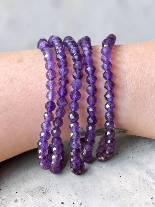 Gem Amethyst Faceted Bead Bracelets