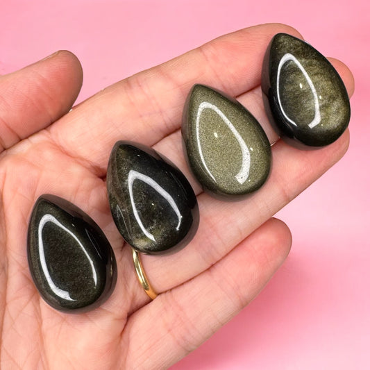 Gold Sheen Obsidian Teardrop Cabs | Intuitively Chosen
