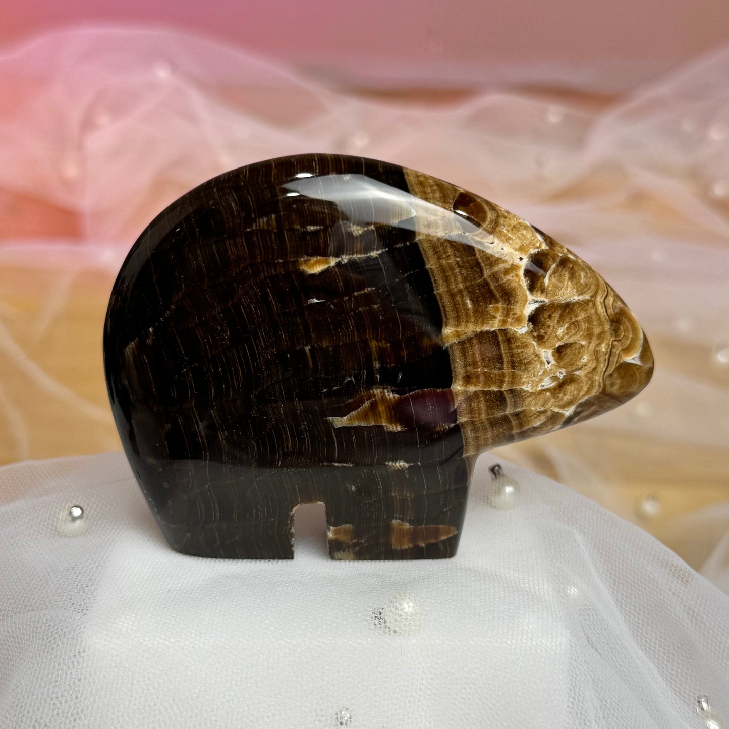 Chocolate Calcite Bear Carving