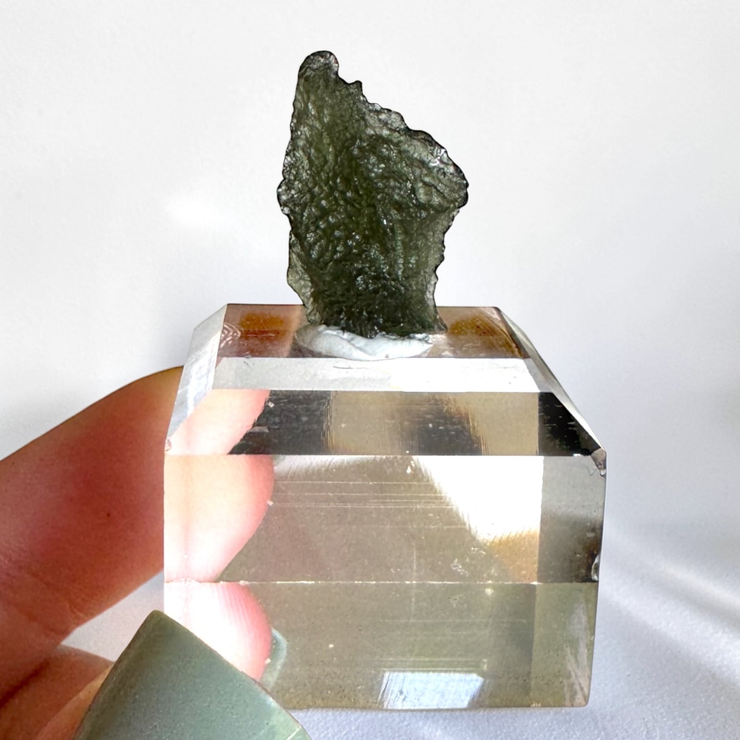 Moldavite Specimen with acrylic base