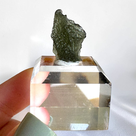 Moldavite Specimen with acrylic base