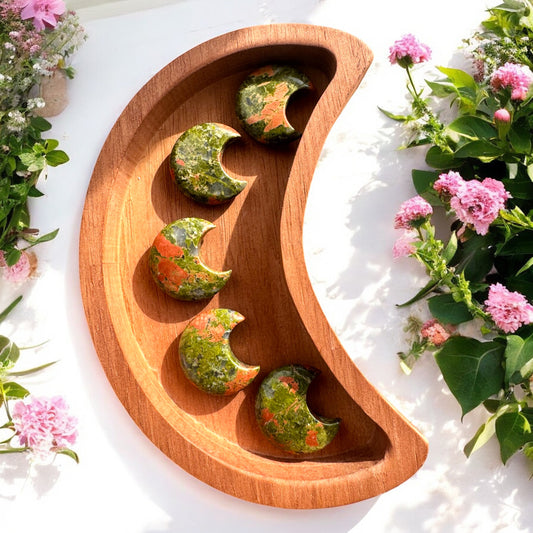 Unakite Moon Carvings