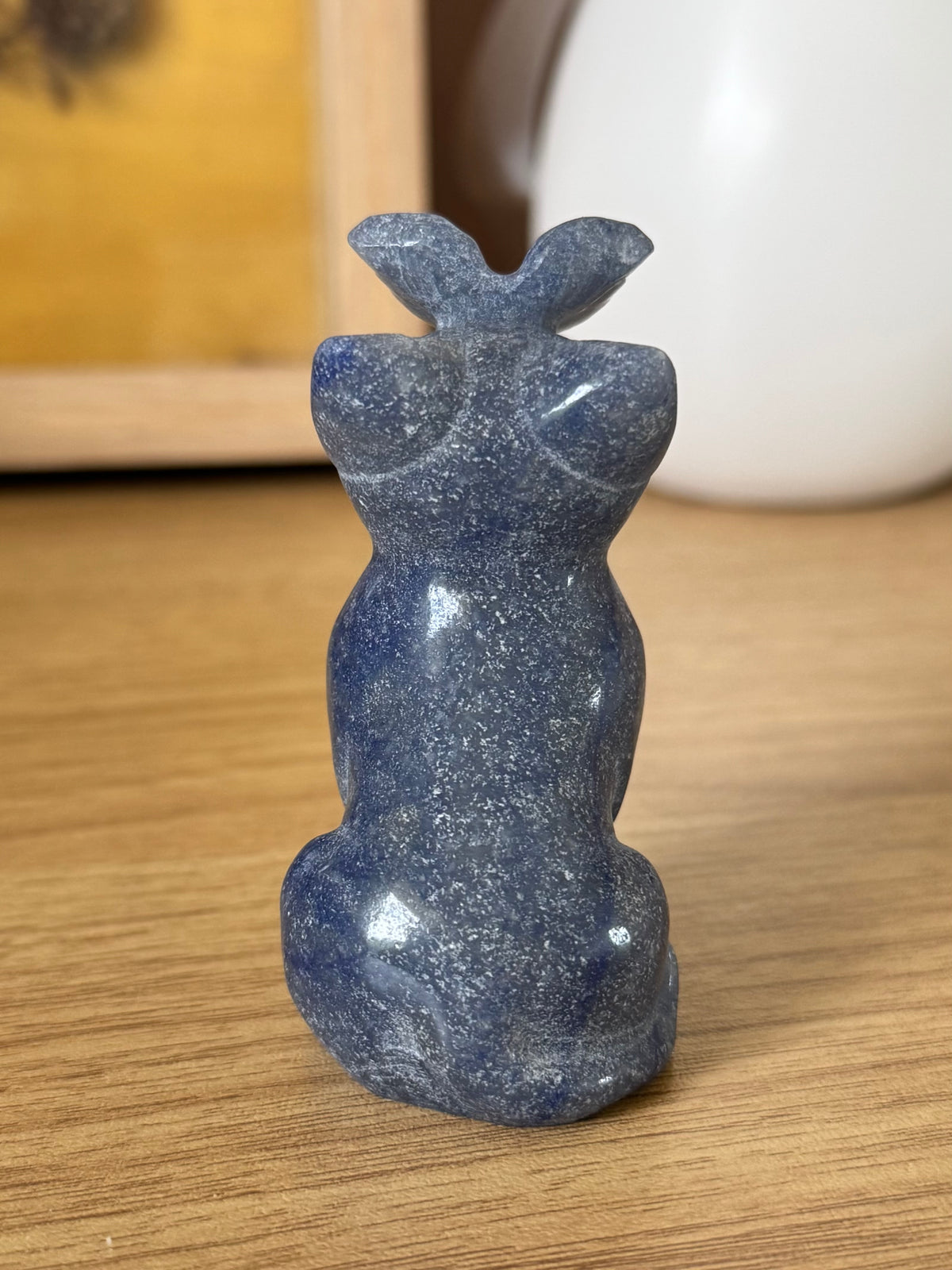 Blue Aventurine Cat with Butterfly Carving