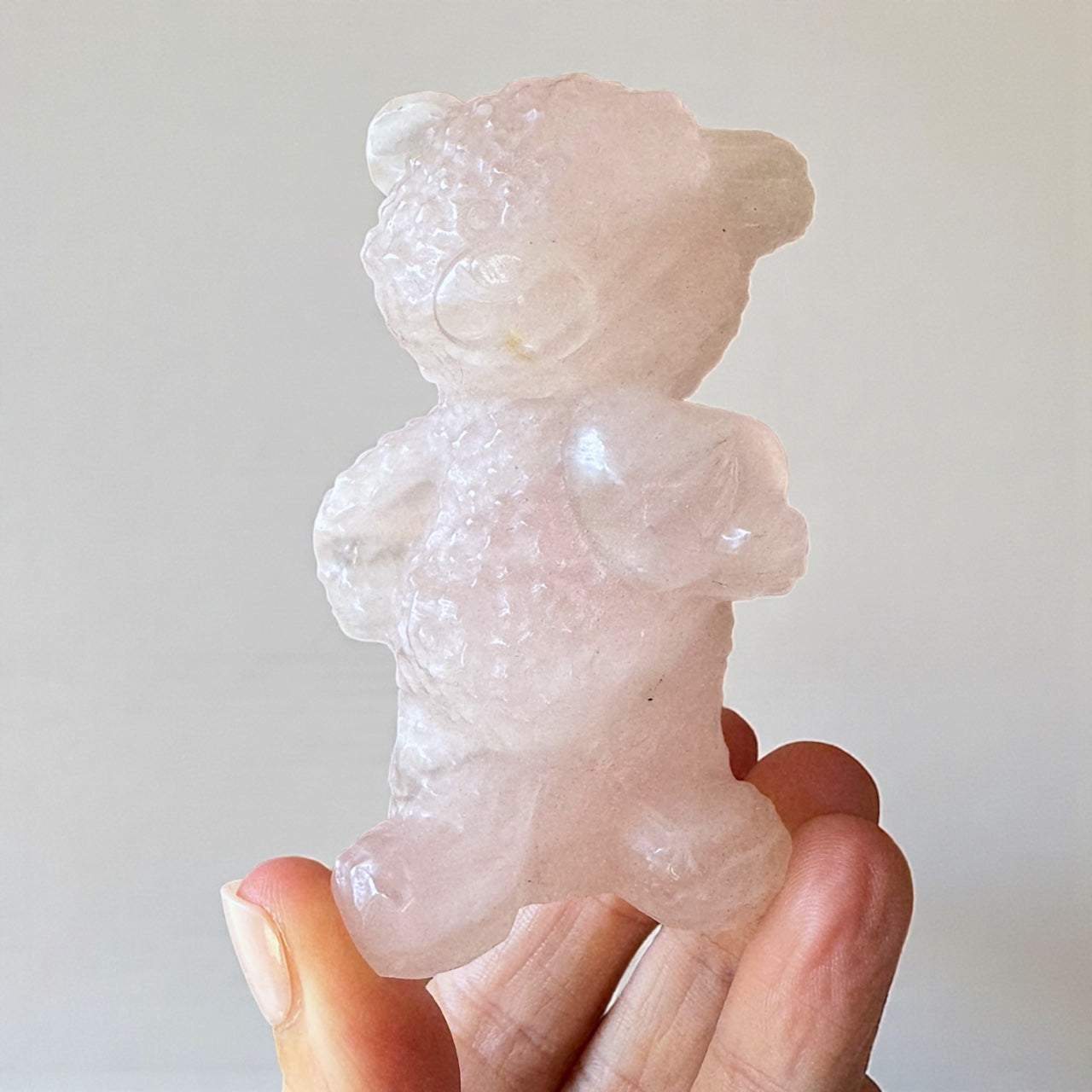 Rose Quartz Teddy Carving