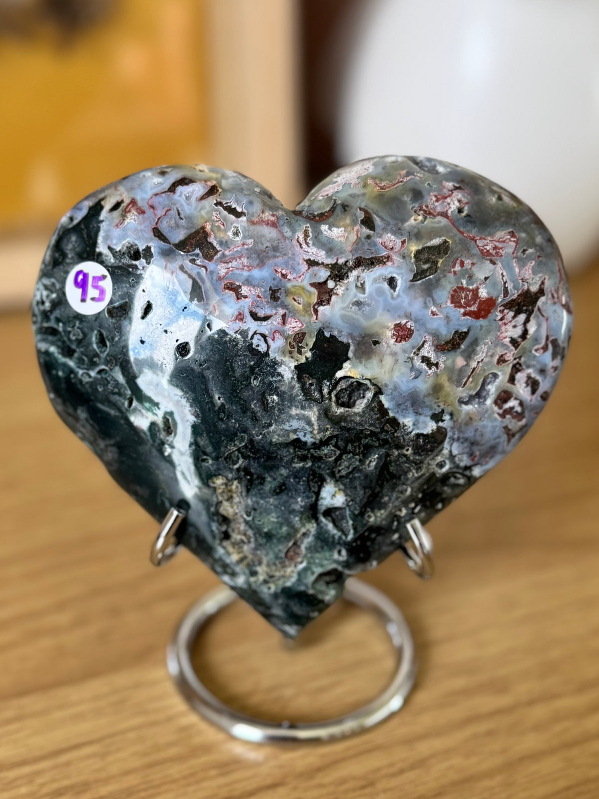 Sea Jasper Heart Carving