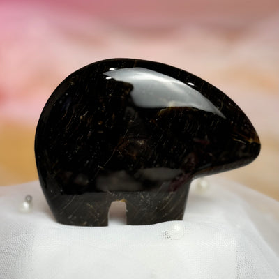 Chocolate Calcite Bear Carving
