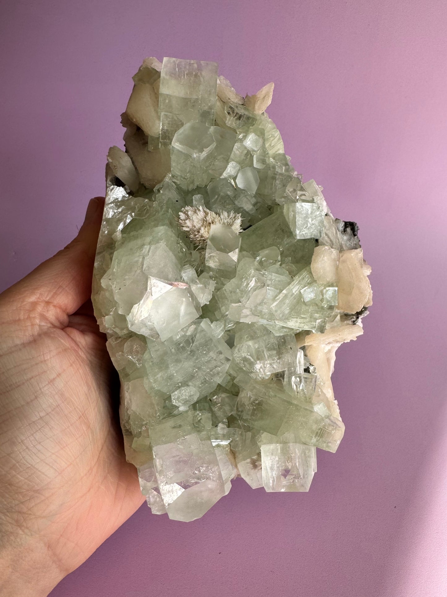 Sea Foam Green Apophyllite with Peach Silbite and Mordenite Specimen