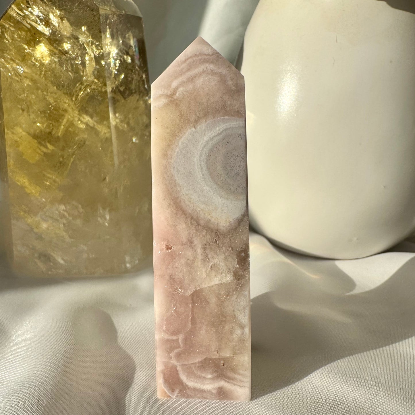 Pink Amethyst and Flower Agate Point (LL) 9cm