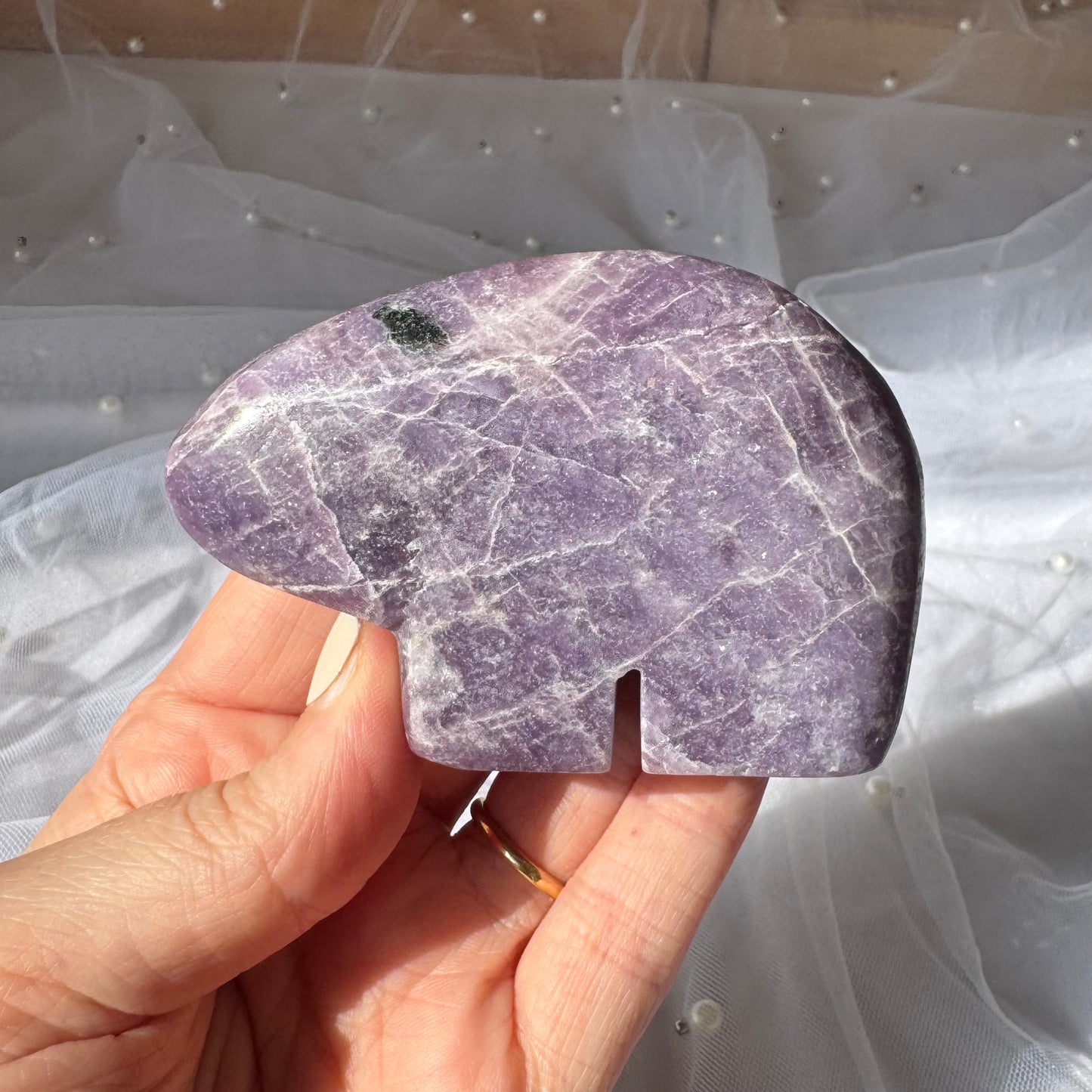 Lepidolite Bear Carving