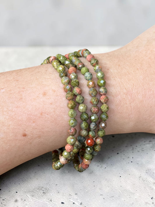 Unakite Faceted Bead Bracelets
