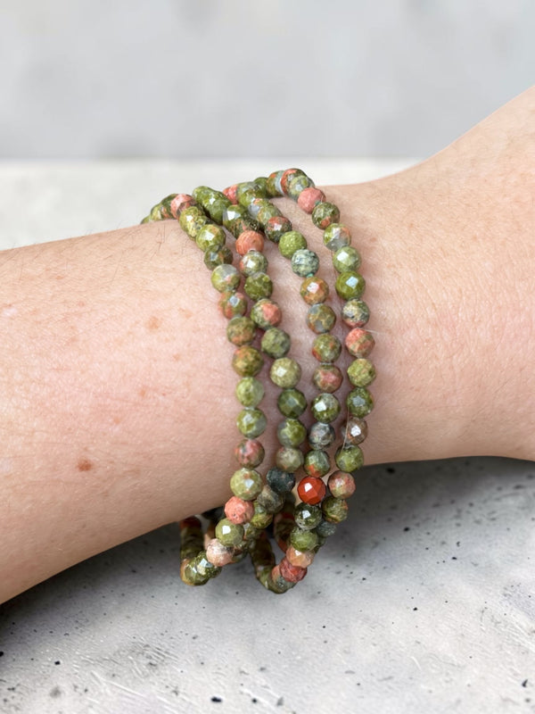 Unakite Faceted Bead Bracelets