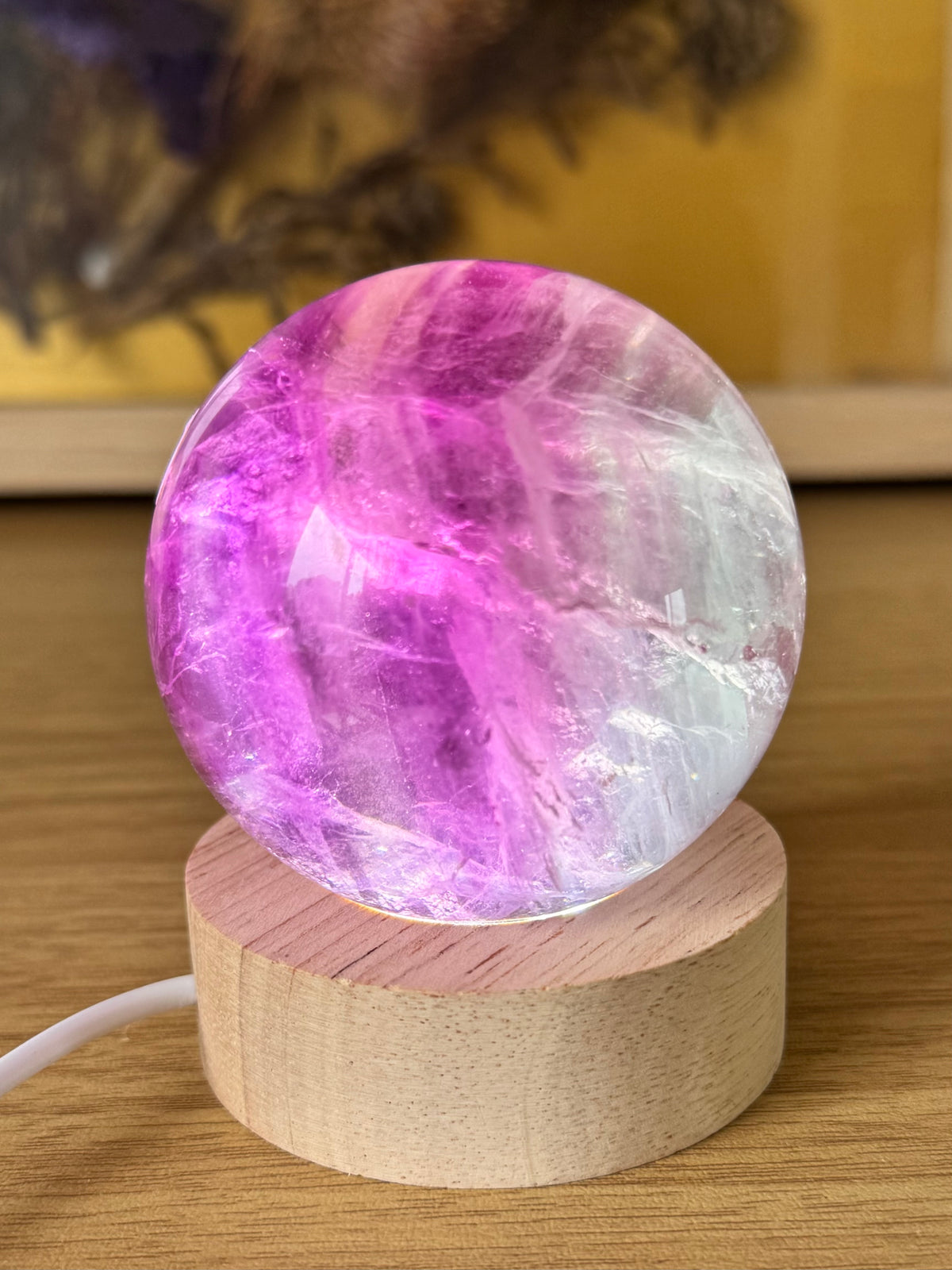 Watermelon Fluorite Sphere