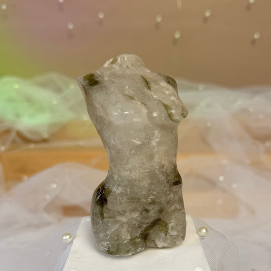 Green Mica and Quartz Goddess Carving (C)