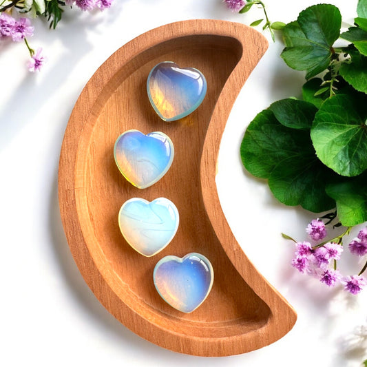 Opalite Heart Carvings