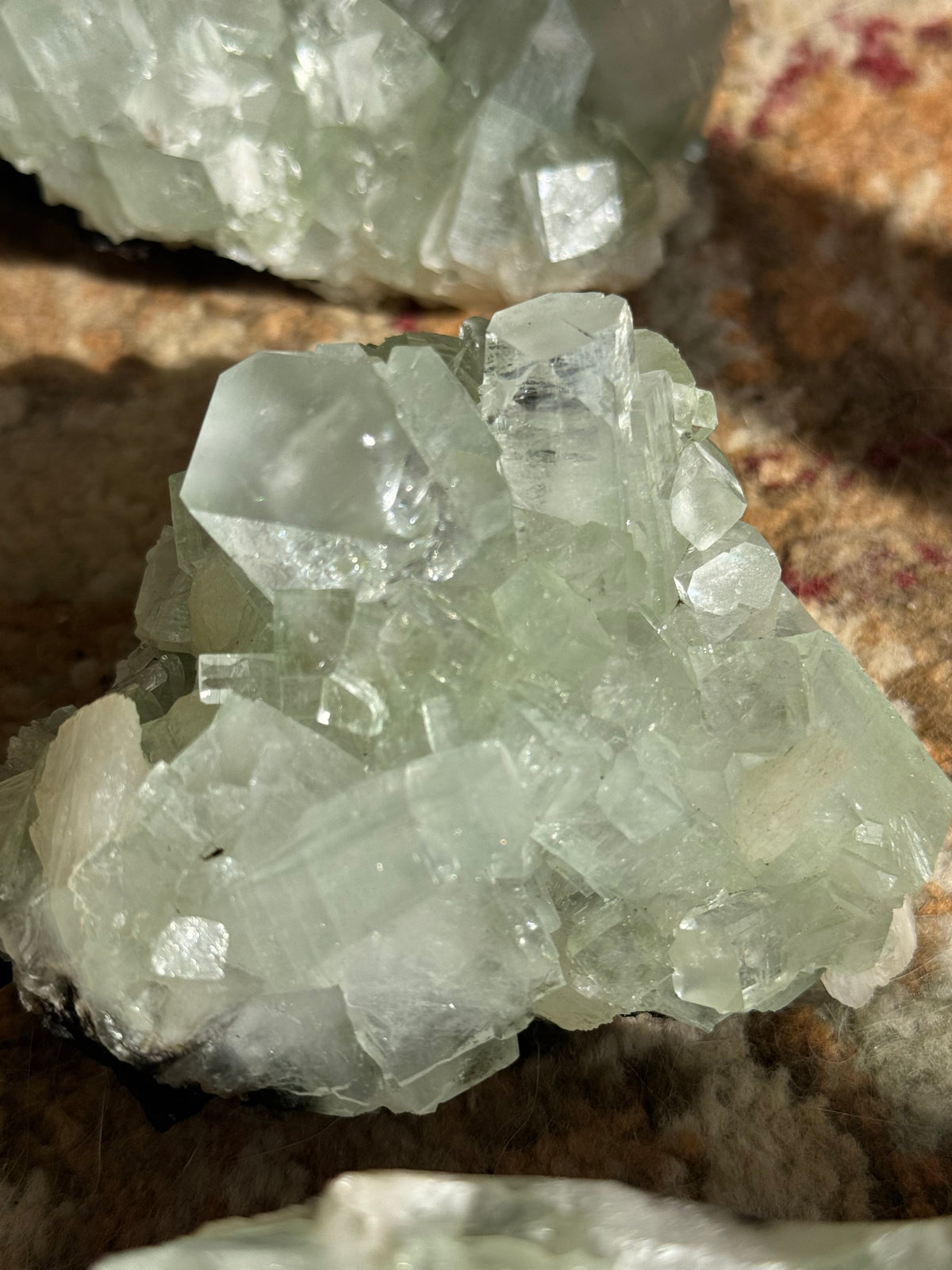 Sea Foam Green Apophyllite with Peach Silbite Specimen