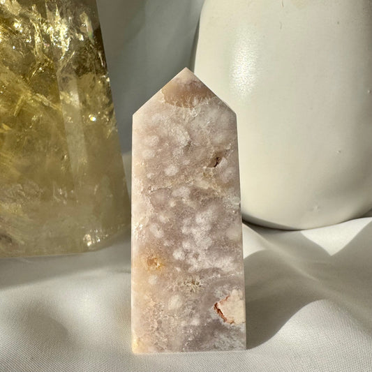 Pink Amethyst and Flower Agate Point (QQ) 7.5cm