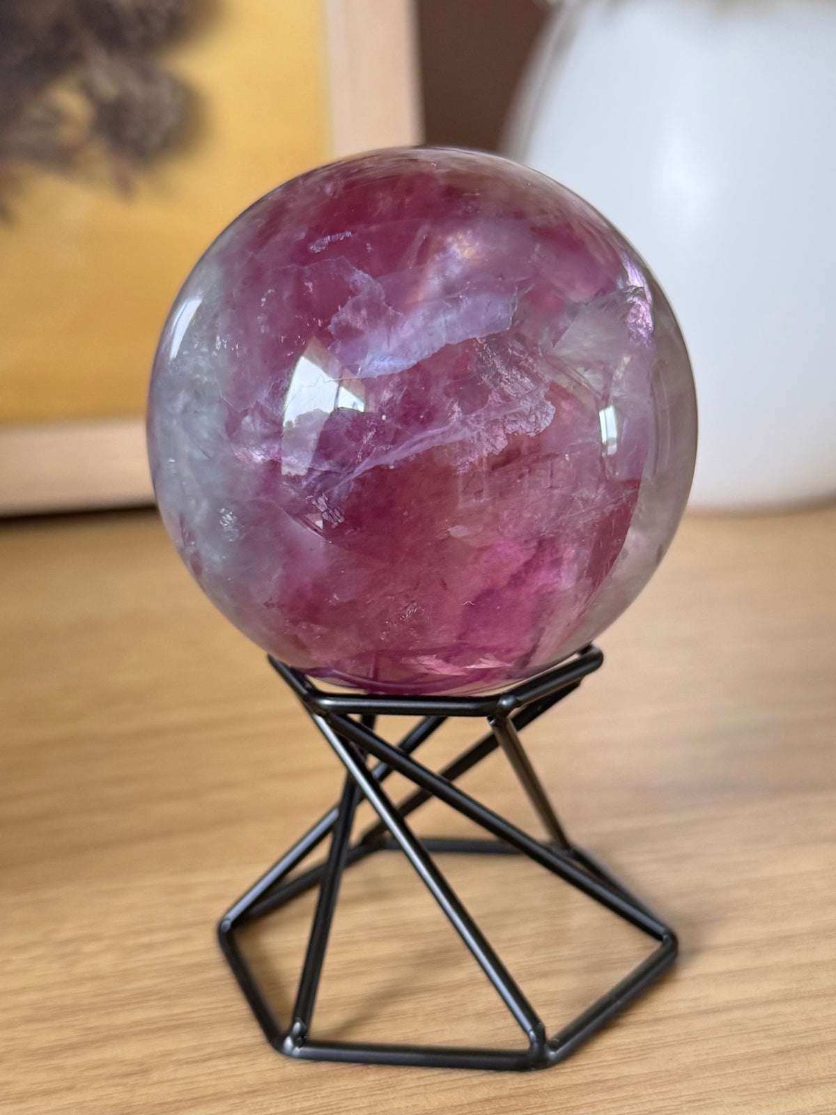 Watermelon Fluorite Sphere