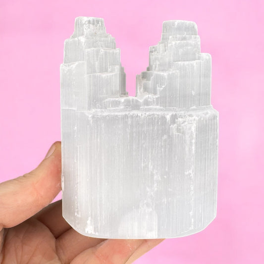 Twin Selenite Tower Medium (10cm) - Intuitively Chosen