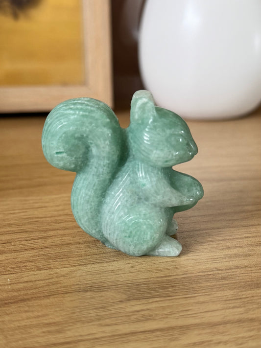 Green Aventurine Squirrel Carving