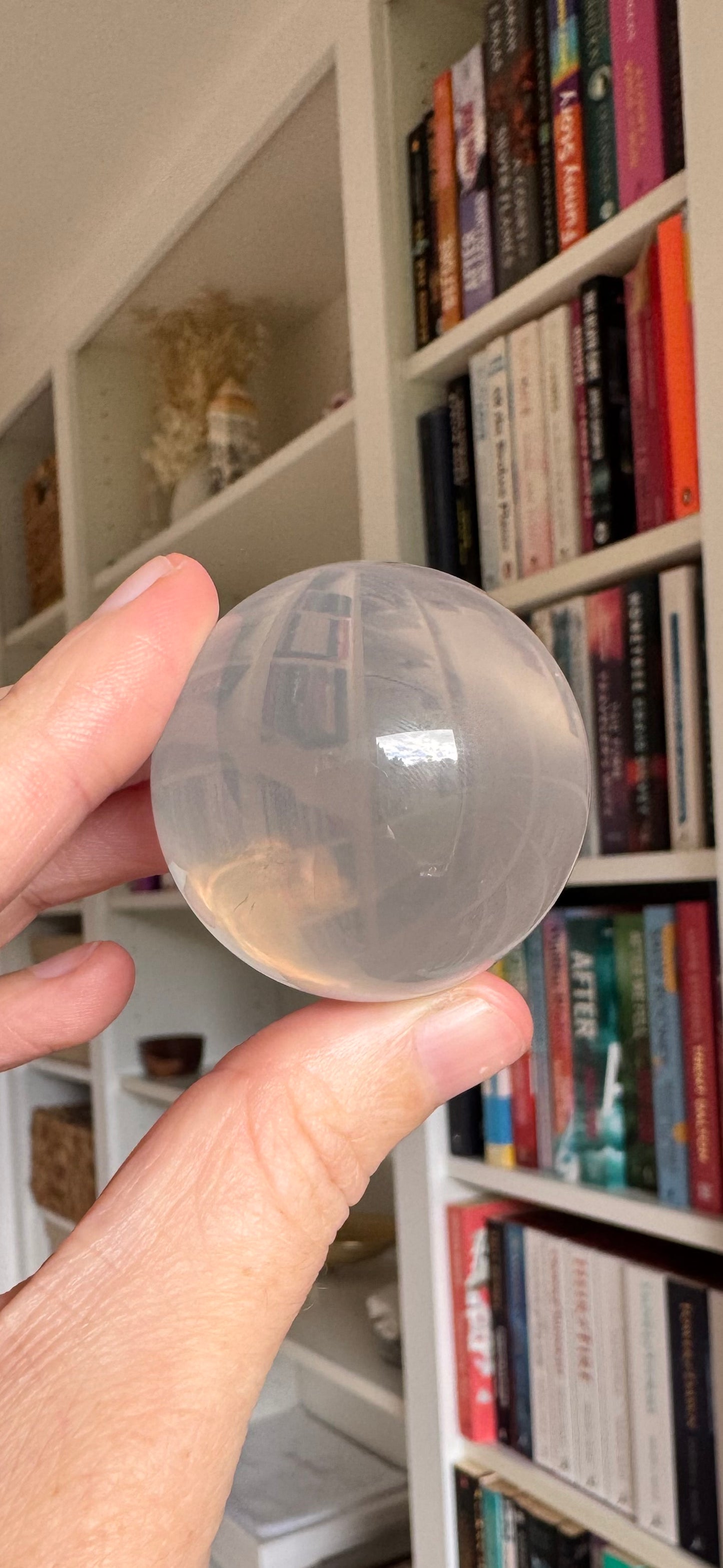 HQ Misty Blue Toned Water Rose Quartz Sphere with Asterim